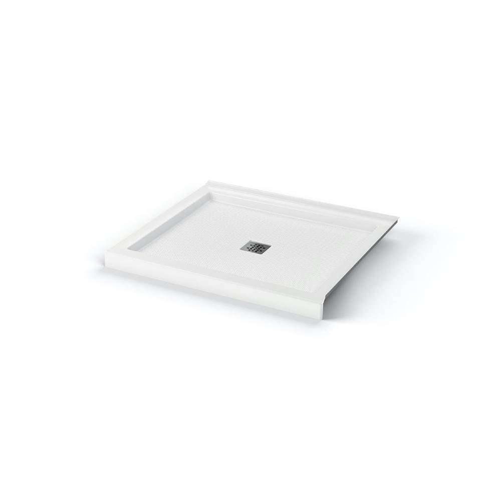 B3Square 4832 Acrylic Corner Right Shower Base in White with Anti-slip Bottom with Center Drain