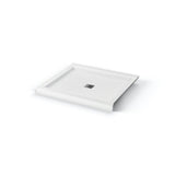 B3Square 4832 Acrylic Corner Right Shower Base in White with Anti-slip Bottom with Center Drain