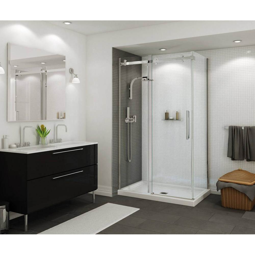 Maax - B3Square 4834 Acrylic Corner Left Shower Base in White with Center Drain - White