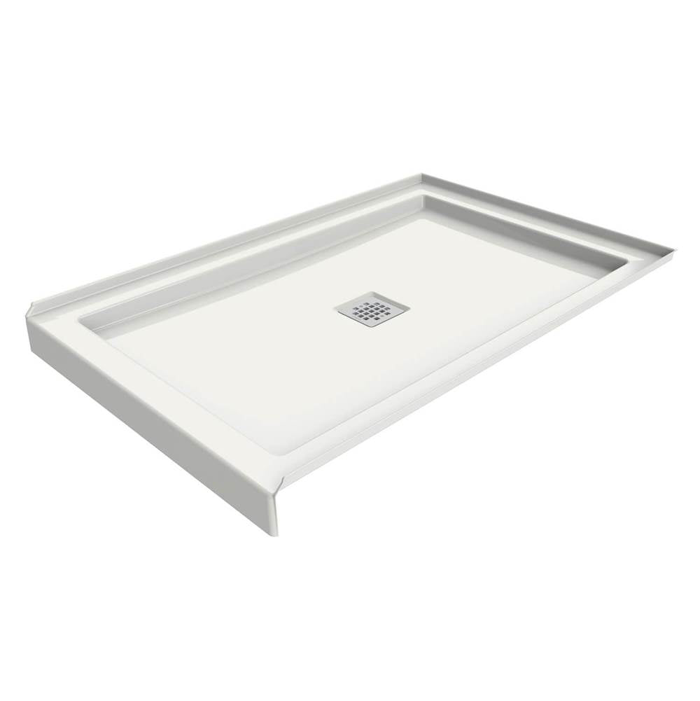 B3Square 4834 Acrylic Alcove Deep Shower Base in White with Center Drain