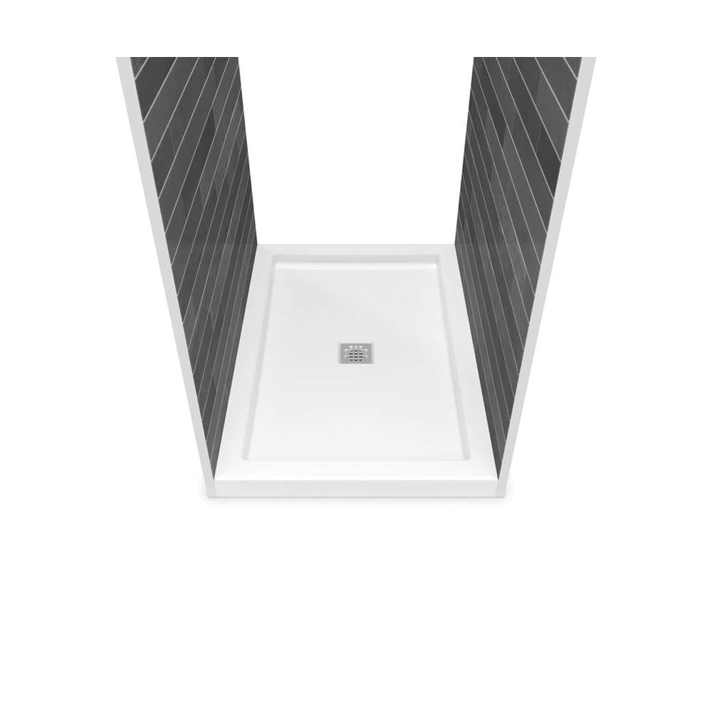 Maax - B3Square 4834 Acrylic Tunnel Shower Base in White with Center Drain - White