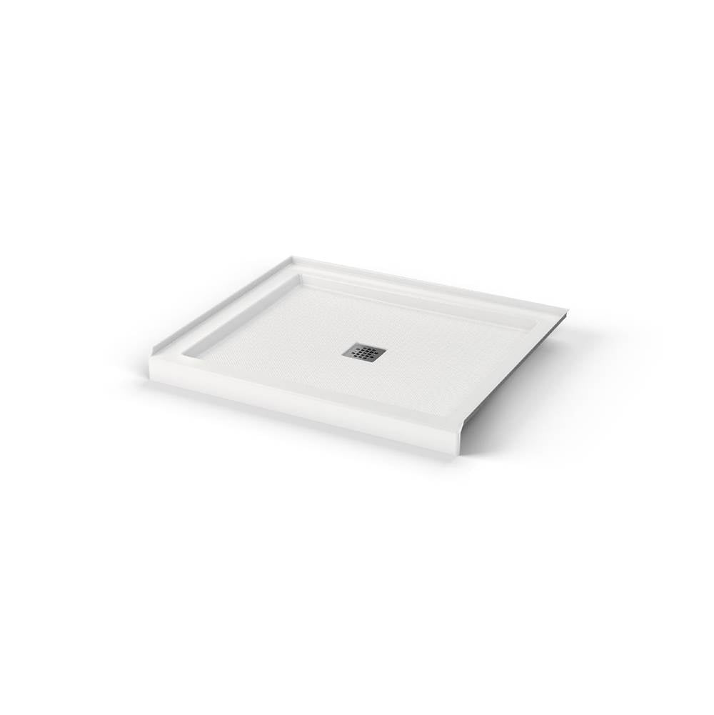 B3Square 4834 Acrylic Alcove Shower Base in White with Anti-slip Bottom with Center Drain