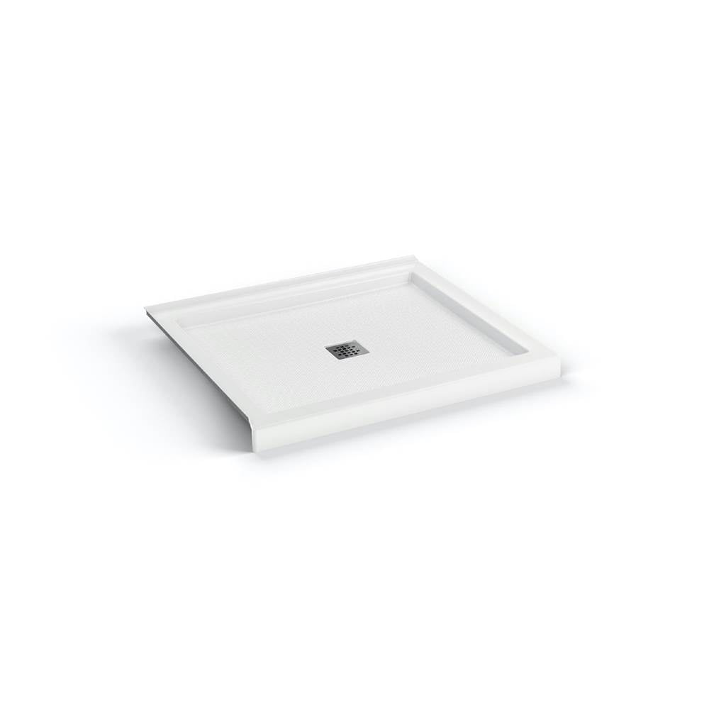 B3Square 4834 Acrylic Corner Left Shower Base in White with Anti-slip Bottom with Center Drain