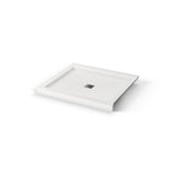 B3Square 4834 Acrylic Corner Right Shower Base in White with Anti-slip Bottom with Center Drain