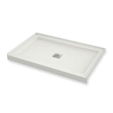 B3Square 4836 Acrylic Alcove Shower Base in White with Center Drain