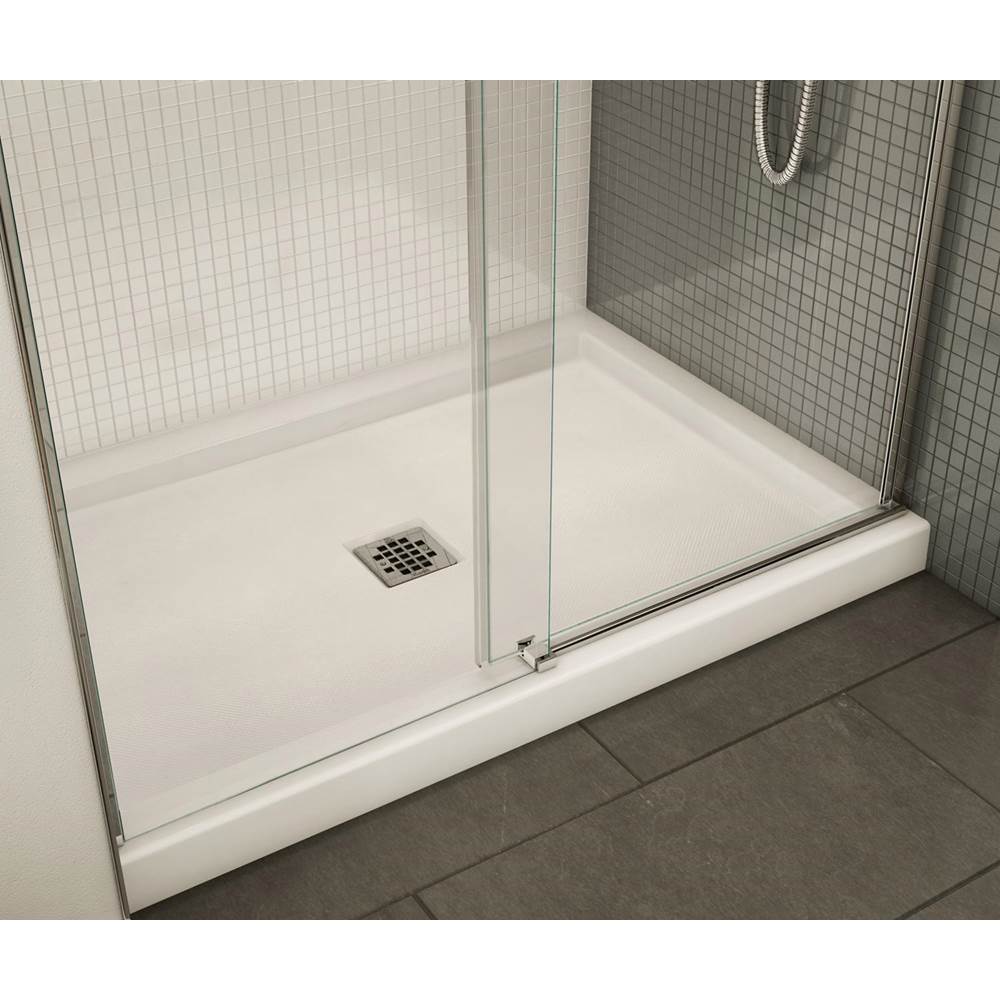 B3Square 4836 Acrylic Alcove Shower Base in White with Anti-slip Bottom with Center Drain
