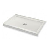 B3Square 4836 Acrylic Alcove Shower Base in White with Anti-slip Bottom with Center Drain