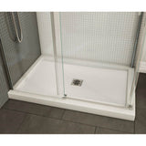 B3Square 4836 Acrylic Corner Left Shower Base in White with Anti-slip Bottom with Center Drain