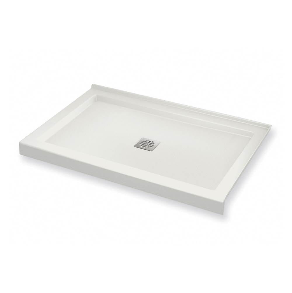 B3Square 4836 Acrylic Corner Right Shower Base in White with Anti-slip Bottom with Center Drain