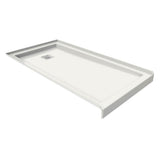 B3Square 6030 Acrylic Alcove Deep Shower Base in White with Back End Drain