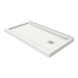 B3Square 6030 Acrylic Wall Mounted Shower Base in White with Left-Hand Drain