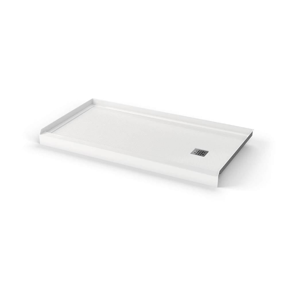 B3Square 6030 Acrylic Alcove Shower Base in White with Anti-slip Bottom with Left-Hand Drain