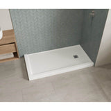 B3Square 6030 Acrylic Corner Right Shower Base in White with Anti-slip Bottom with Right-Hand Drain
