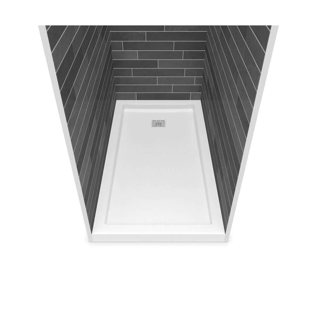 Maax - B3Square 6032 Acrylic Alcove Deep Shower Base in White with Back End Drain - White