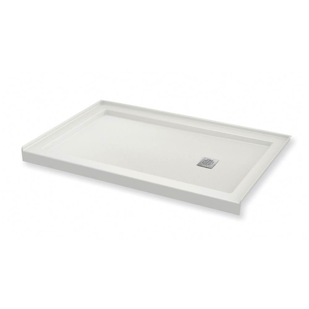 B3Square 6032 Acrylic Alcove Shower Base in White with Anti-slip Bottom with Left-Hand Drain
