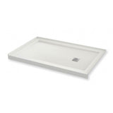 B3Square 6032 Acrylic Alcove Shower Base in White with Anti-slip Bottom with Left-Hand Drain