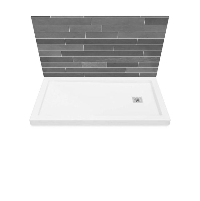Maax - B3Square 6036 Acrylic Wall Mounted Shower Base in White with Right-Hand Drain - White