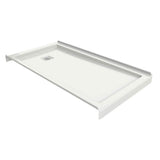B3Square 6036 Acrylic Tunnel Shower Base in White with Center Drain