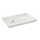 B3Square 6036 Acrylic Corner Left Shower Base in White with Anti-slip Bottom with Center Drain