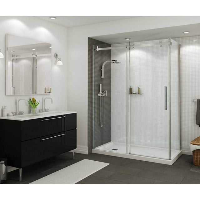 Maax - B3Square 6036 Acrylic Corner Left Shower Base in White with Anti-slip Bottom with Center Drain - White