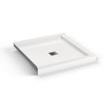 B3X 3636 Acrylic Corner Left or Right Shower Base with Center Drain in White