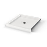 B3X 3636 Acrylic Corner Left or Right Shower Base with Anti-slip Bottom with Center Drain in White