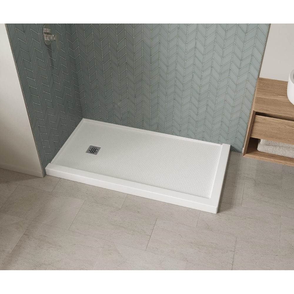 B3X 6032 Acrylic Corner Left Shower Base with Left-Hand Drain in White