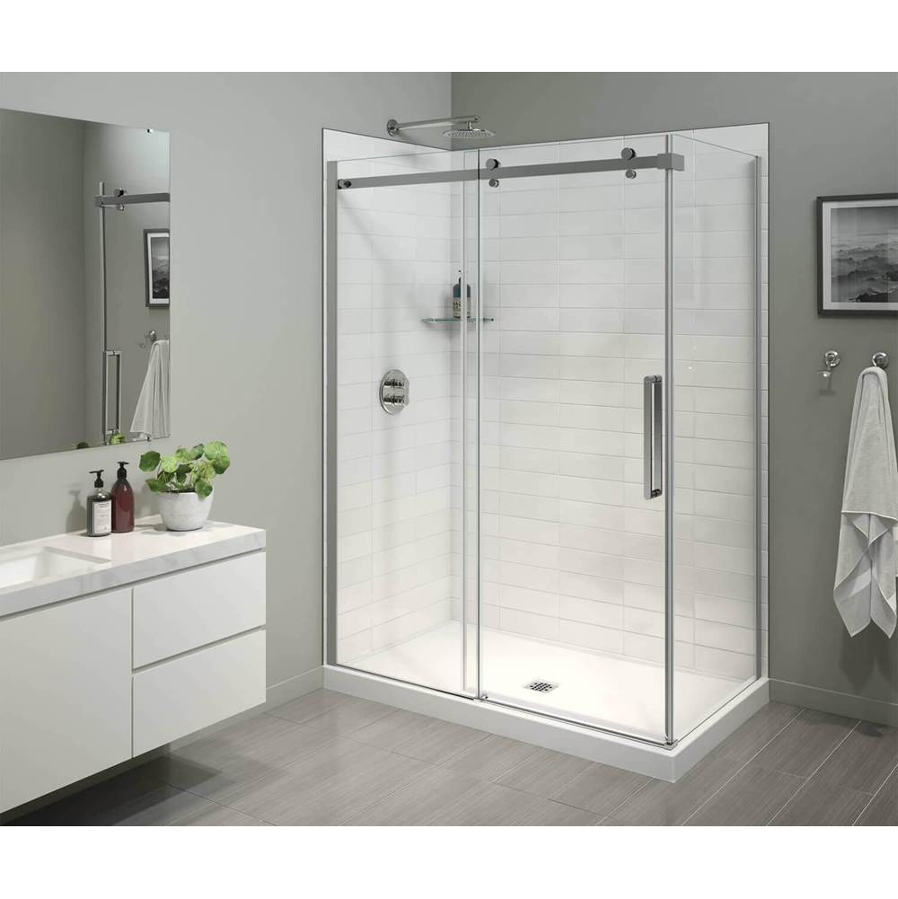 Maax - B3X 6036 Acrylic Corner Left Shower Base with Center Drain in White - White