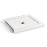 B3Square 4236 Acrylic Corner Left Shower Base in White with Center Drain