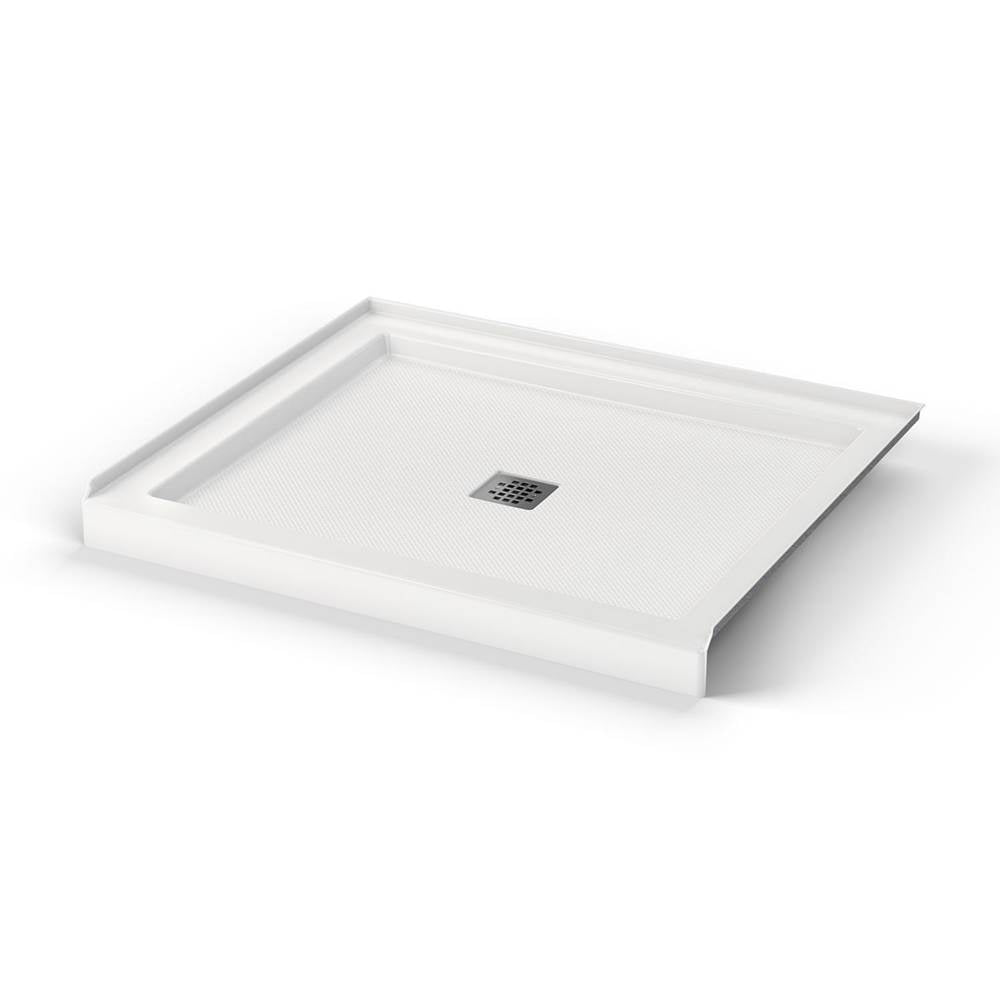 B3Square 4236 Acrylic Alcove Shower Base in White with Anti-slip Bottom with Center Drain