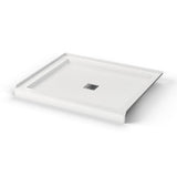 B3Square 4236 Acrylic Alcove Shower Base in White with Anti-slip Bottom with Center Drain