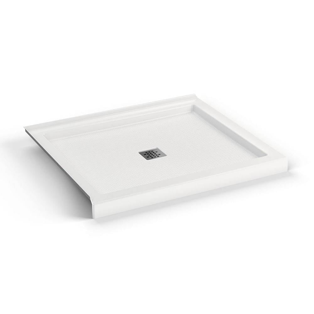 B3Square 4236 Acrylic Corner Left Shower Base in White with Anti-slip Bottom with Center Drain