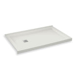 B3Square 6034 Acrylic Corner Left Shower Base in White with Left-Hand Drain