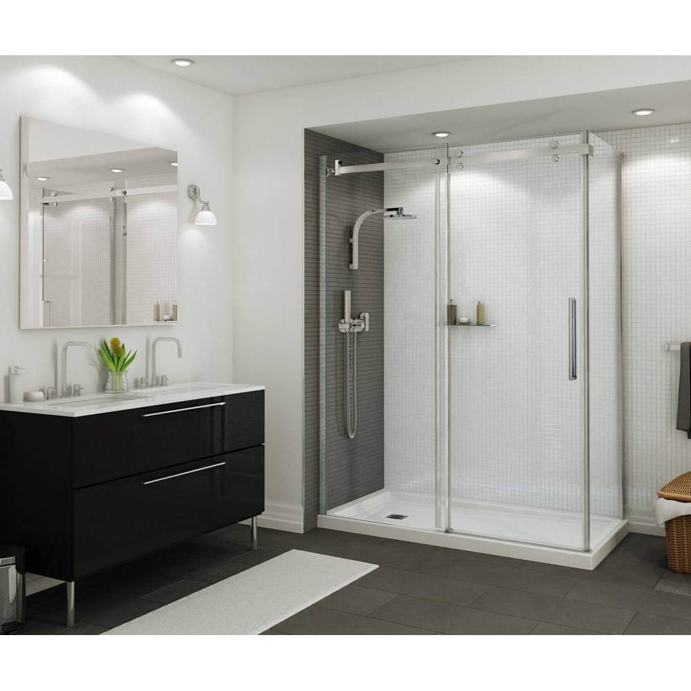 Maax - B3Square 6034 Acrylic Corner Left Shower Base in White with Center Drain - White