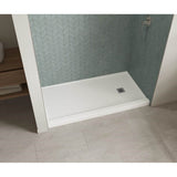 B3Square 6034 Acrylic Alcove Shower Base in White with Anti-slip Bottom with Left-Hand Drain