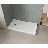B3Square 6034 Acrylic Corner Left Shower Base in White with Anti-slip Bottom with Left-Hand Drain