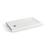 B3Square 6034 Acrylic Corner Left Shower Base in White with Anti-slip Bottom with Left-Hand Drain