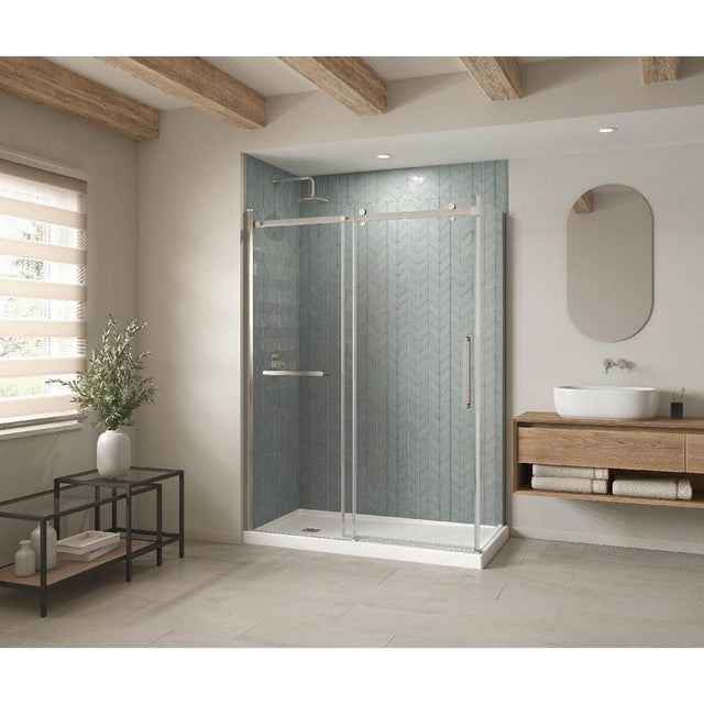 Maax - B3Square 6034 Acrylic Corner Left Shower Base in White with Anti-slip Bottom with Left-Hand Drain - White