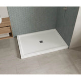 B3Square 6042 Acrylic Corner Right Shower Base in White with Center Drain