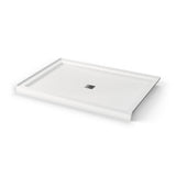 B3Square 6042 Acrylic Alcove Shower Base in White with Anti-slip Bottom with Center Drain