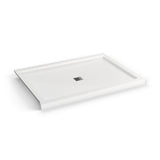 B3Square 6042 Acrylic Corner Left Shower Base in White with Anti-slip Bottom with Center Drain
