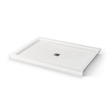 B3Square 6042 Acrylic Corner Right Shower Base in White with Anti-slip Bottom with Center Drain