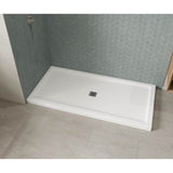 B3Square 7236 Acrylic Corner Left Shower Base in White with Center Drain