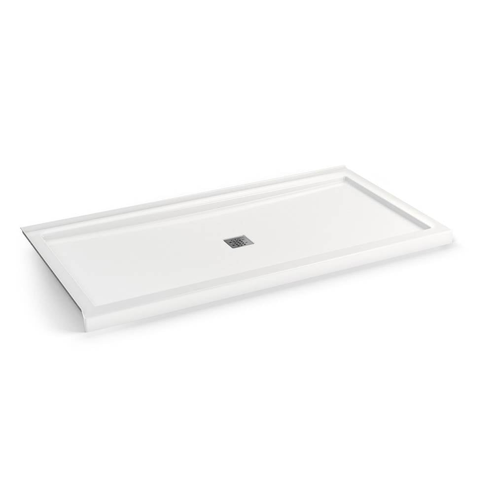 B3Square 7236 Acrylic Corner Left Shower Base in White with Center Drain