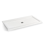 B3Square 7236 Acrylic Corner Left Shower Base in White with Center Drain