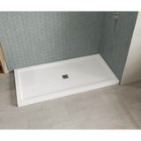 B3Square 7236 Acrylic Corner Right Shower Base in White with Center Drain