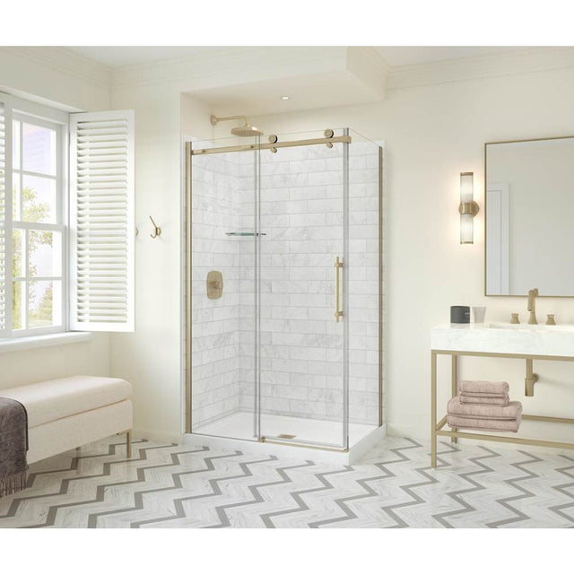 Maax - Odyssey SC 48'' x 32'' x 78'' 8mm Sliding Shower Door for Corner Installation with Clear glass in  Brushed Gold