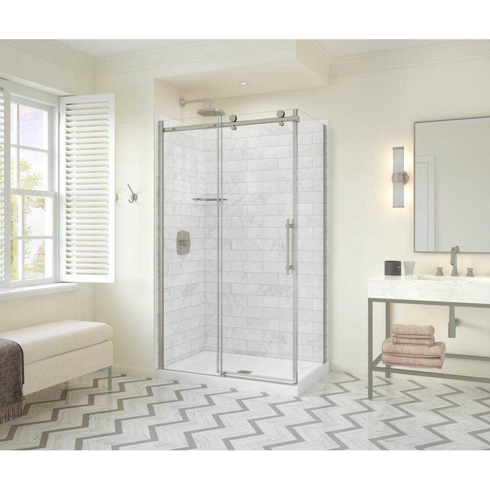 Maax - Odyssey SC 48'' x 32'' x 78'' 8mm Sliding Shower Door for Corner Installation with Clear glass in Brushed Nickel