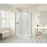 Maax - Odyssey SC 48'' x 32'' x 78'' 8mm Sliding Shower Door for Corner Installation with Clear glass in Brushed Nickel