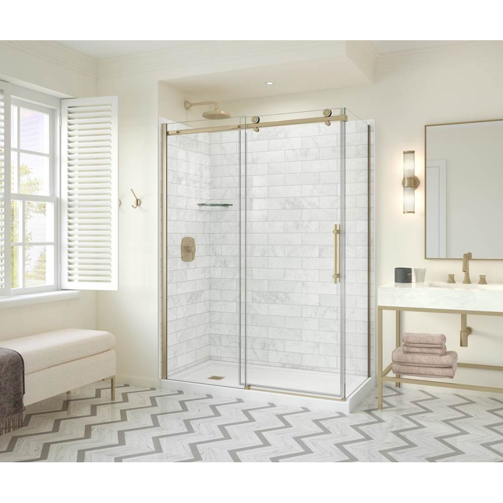 Maax - Odyssey SC 60'' x 32'' x 78'' 8mm Sliding Shower Door for Corner Installation with Clear glass in Brushed Gold